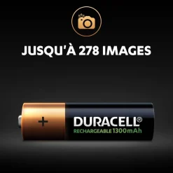 Gifi Pile rechargeable Duracell AA 1300 mAh, LR6 - Lot de 4