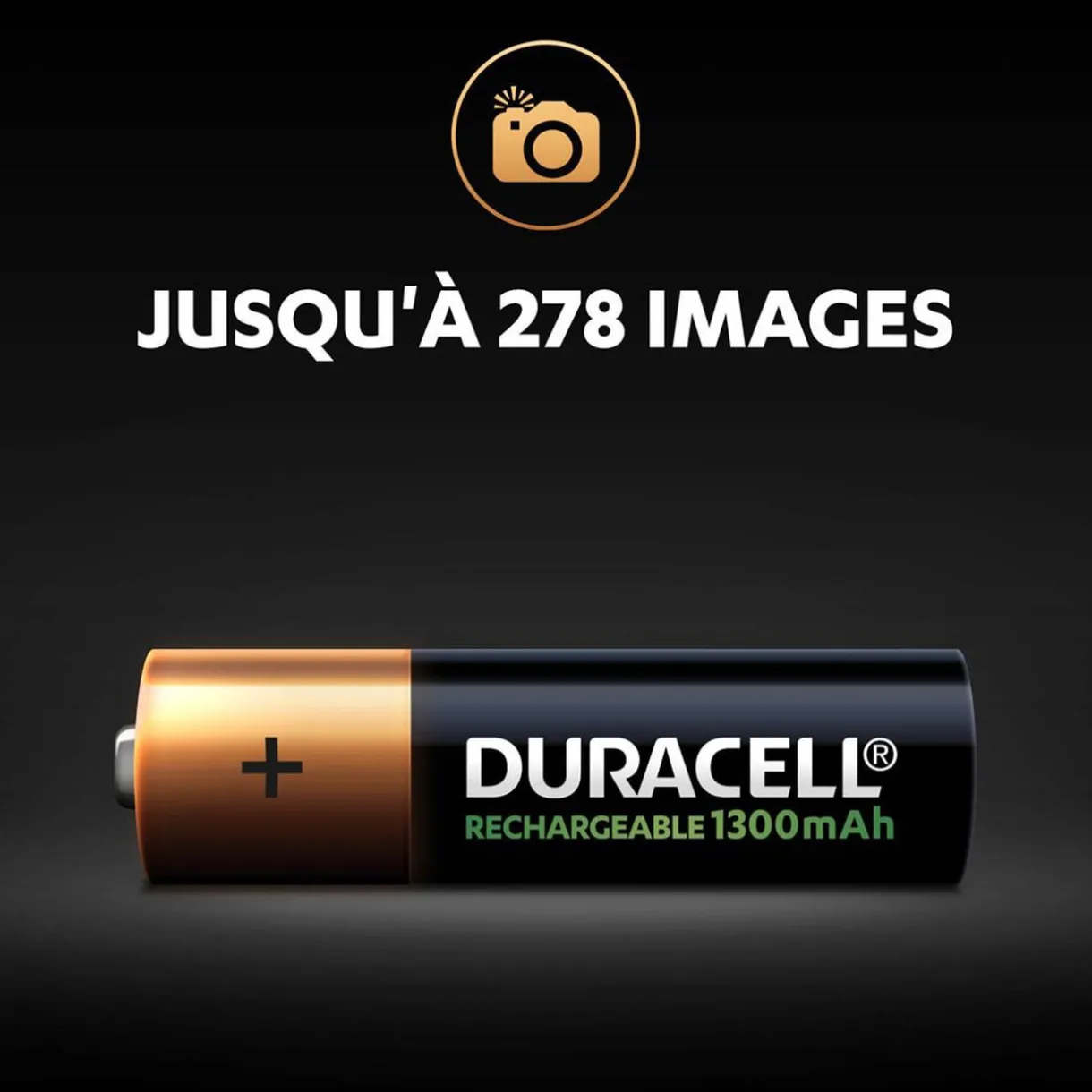 Gifi Pile rechargeable Duracell AA 1300 mAh, LR6 - Lot de 4