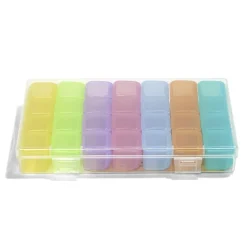 Rangement|Gifi Pilulier 1 mois 28 compartiments rectangulaire plastoque bleu 10,5x17,4cm