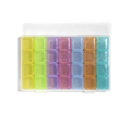 Rangement|Gifi Pilulier 1 mois 28 compartiments rectangulaire plastoque bleu 10,5x17,4cm