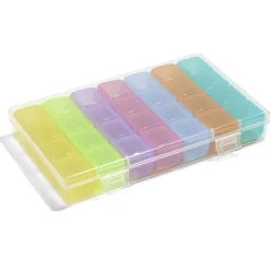 Rangement|Gifi Pilulier 1 mois 28 compartiments rectangulaire plastoque bleu 10,5x17,4cm