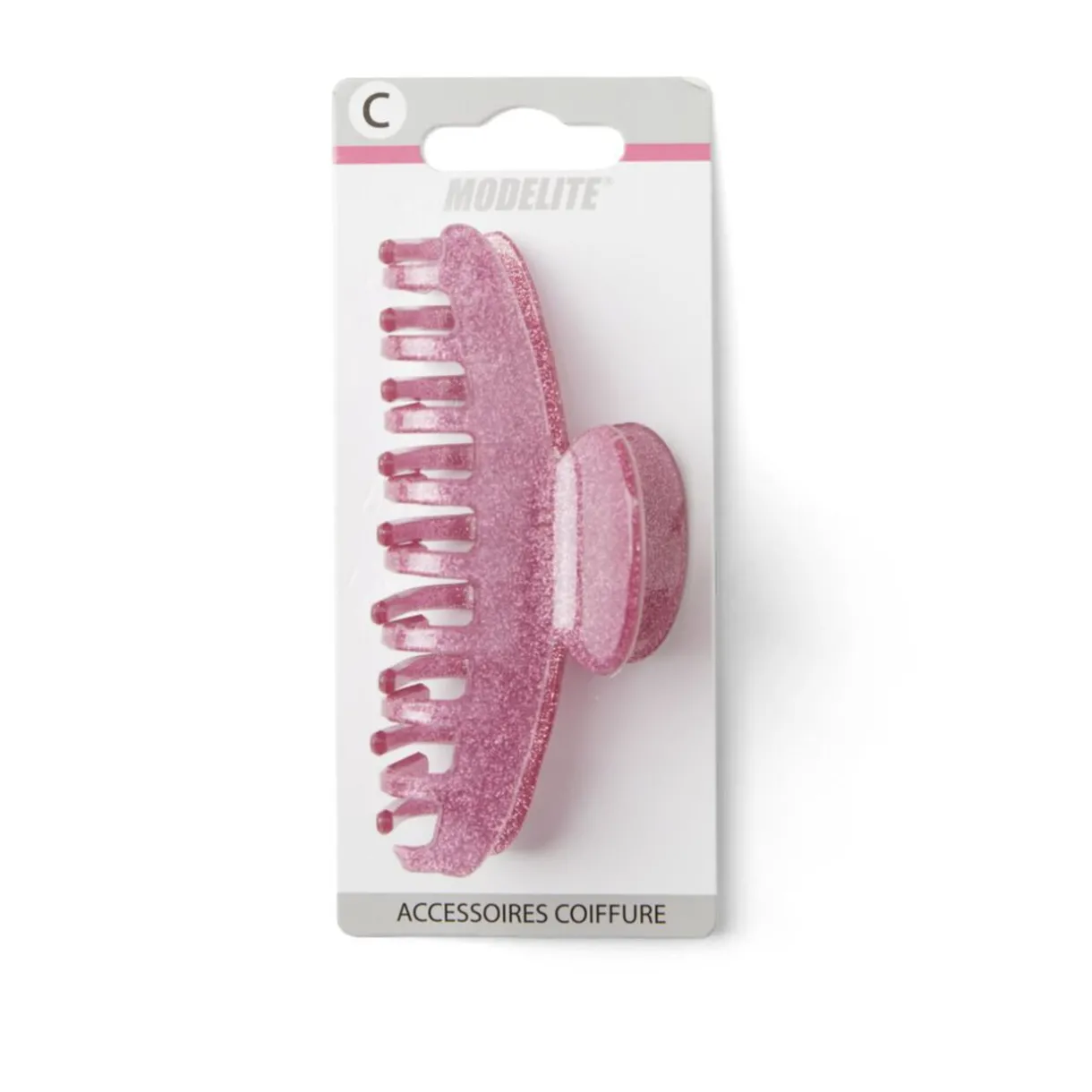 Discount Gifi Pince à cheveux à paillettes plastique rose 10cm