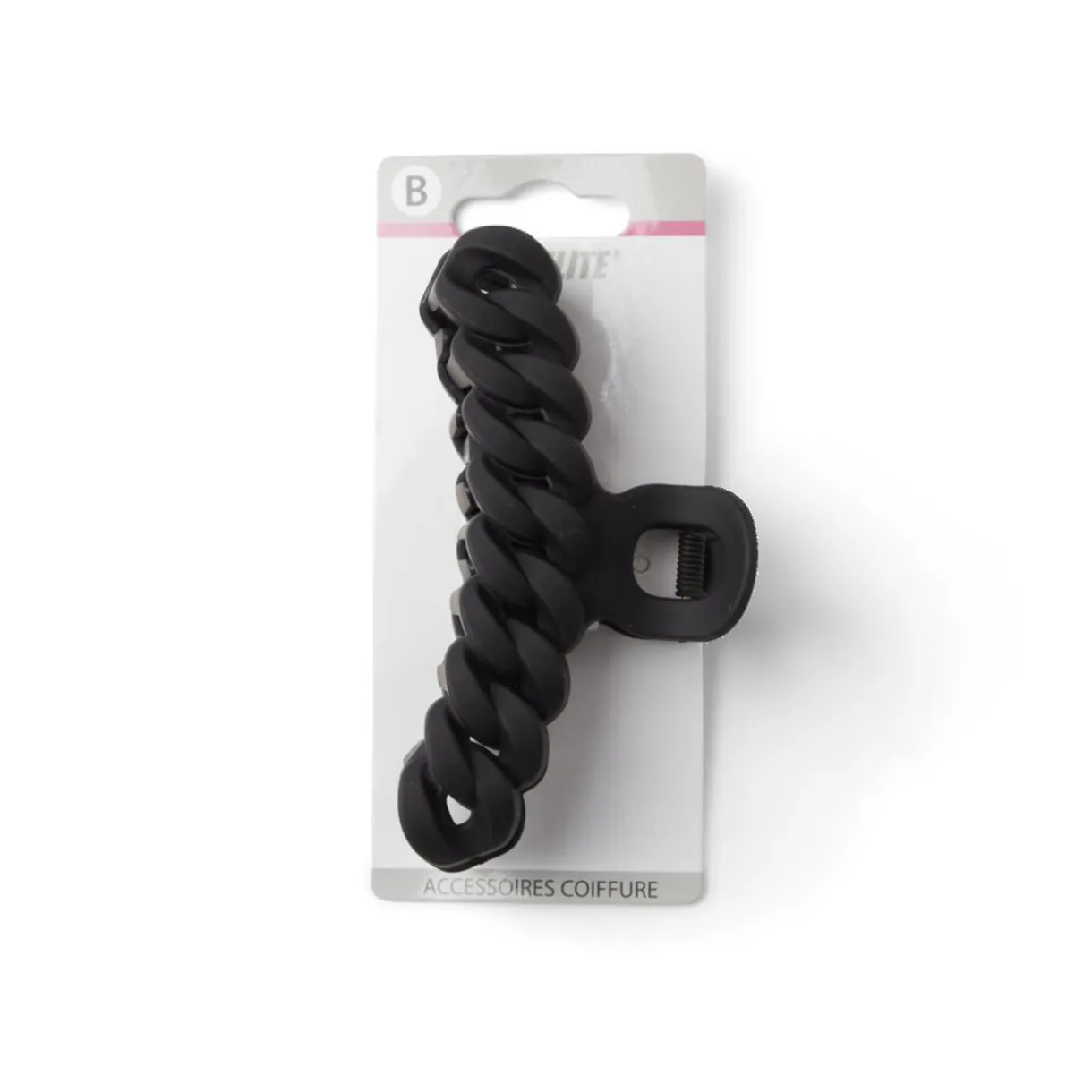 Gifi Pince à cheveux effet tressé plastique noir mat 11cm