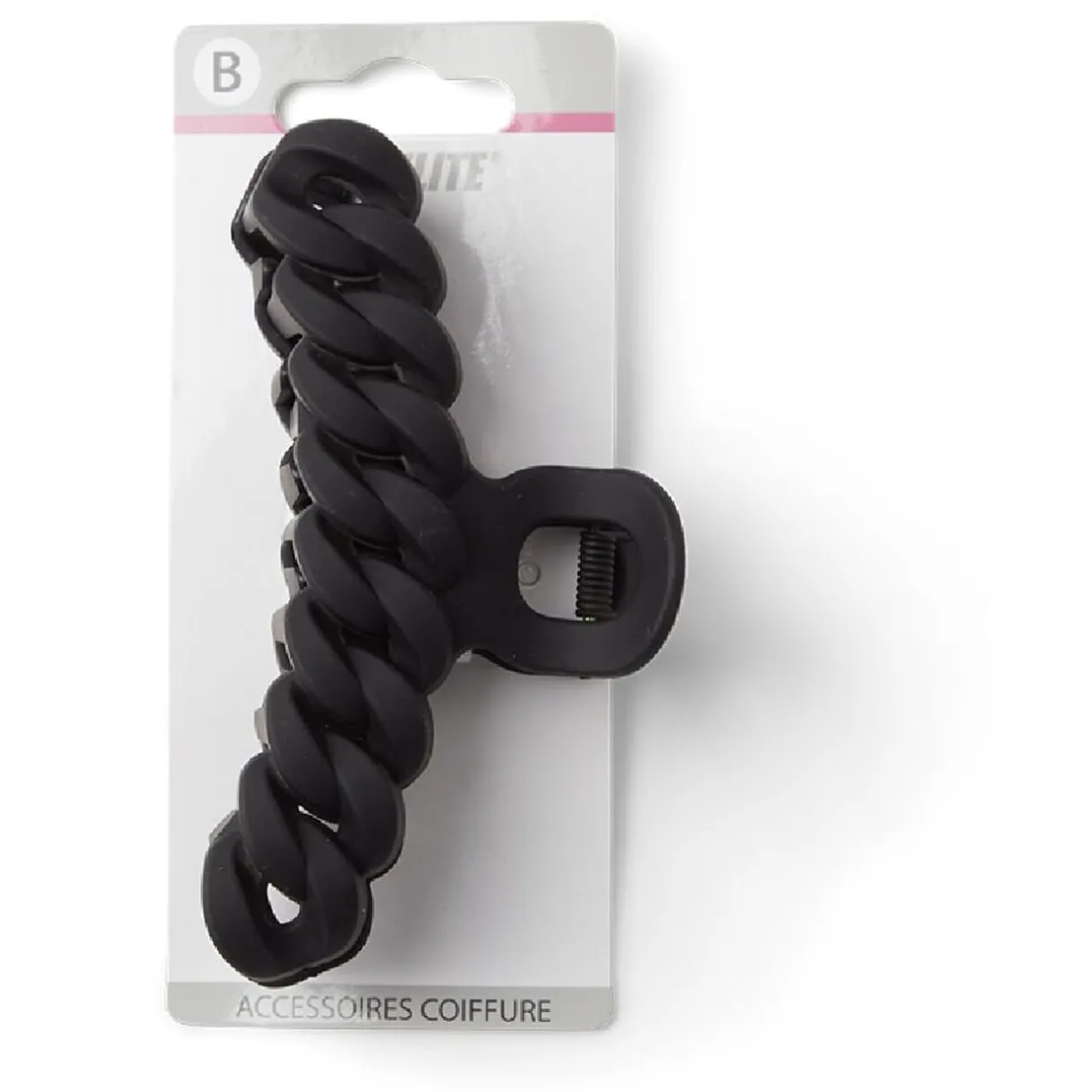 Gifi Pince à cheveux effet tressé plastique noir mat 11cm