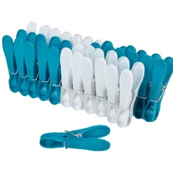 Entretien Du Linge|Gifi Pince à linge blanche et bleue plastique opaque x24