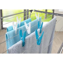 Entretien Du Linge|Gifi Pince à linge blanche et bleue plastique opaque x24