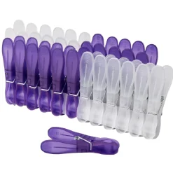 Entretien Du Linge|Gifi Pince à linge blanche et violette plastique transparent x24