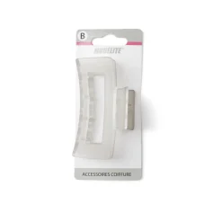 New Gifi Pince cheveux blanc mat rectangulaire L8cm