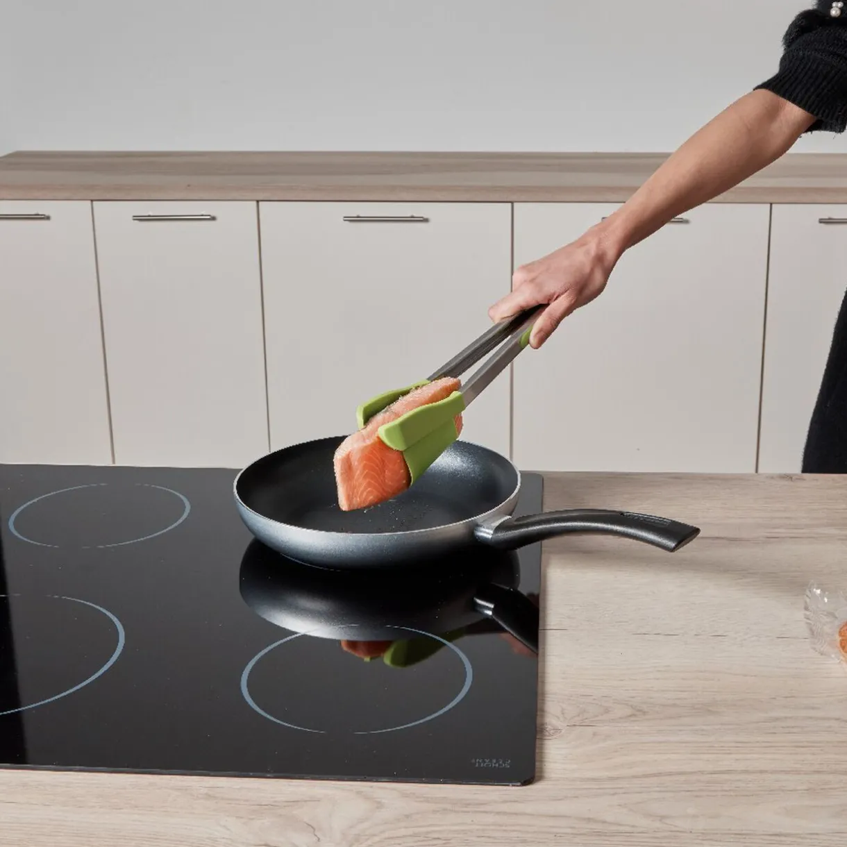 Pince spatule 2 en 1 inox silicone vert^Gifi Sale