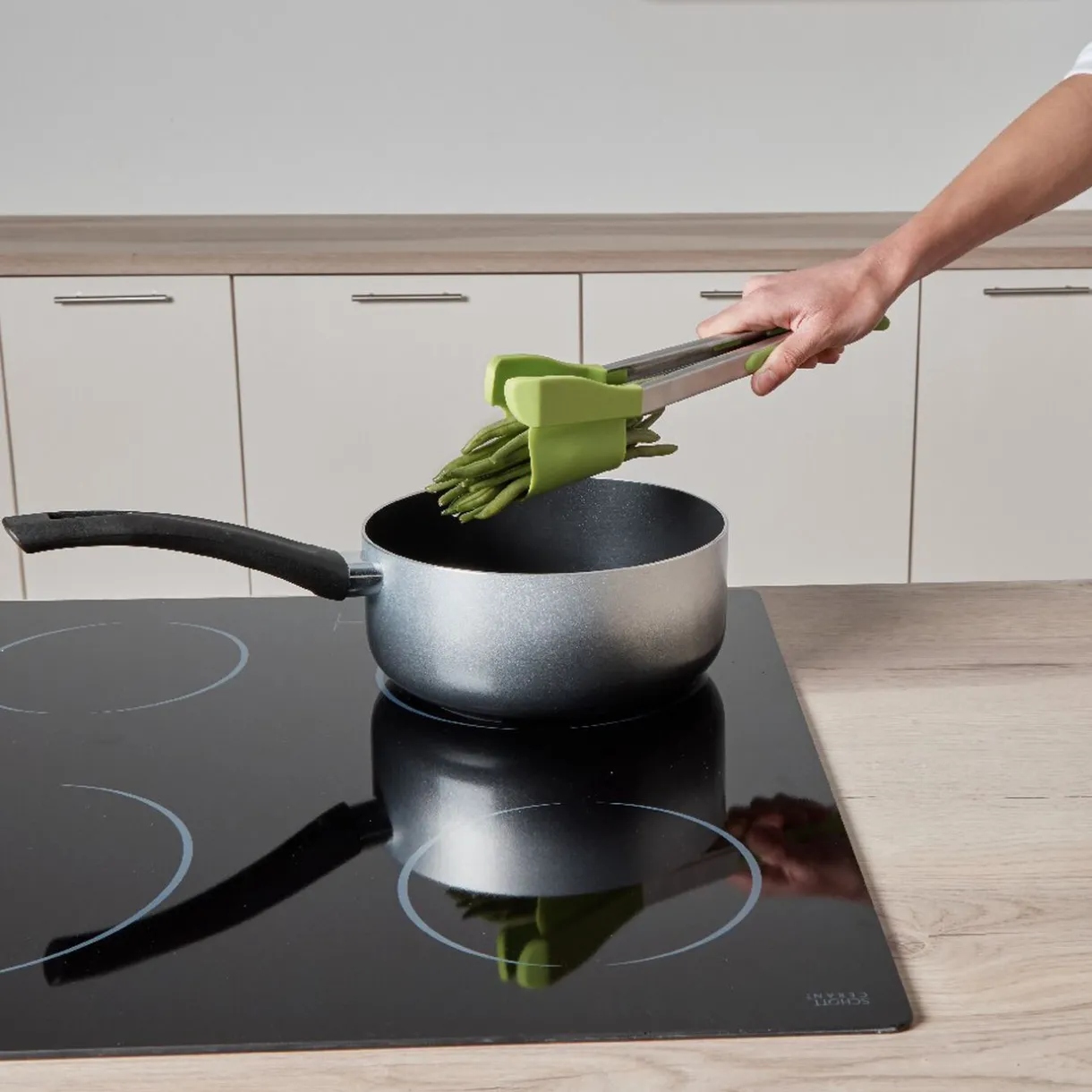 Pince spatule 2 en 1 inox silicone vert^Gifi Sale