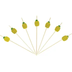 Pique pour apéritif décor pastéque, ananas, cactus ou flamand rose en bambou x30^Gifi
