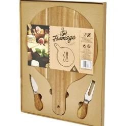 Planche à servir en bambou Ø25cm avec accessoires pour fromage x2^Gifi Hot