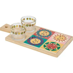 Planche de présentation apéritif bambou avec 2 ramequins 32x17x1cm^Gifi Sale