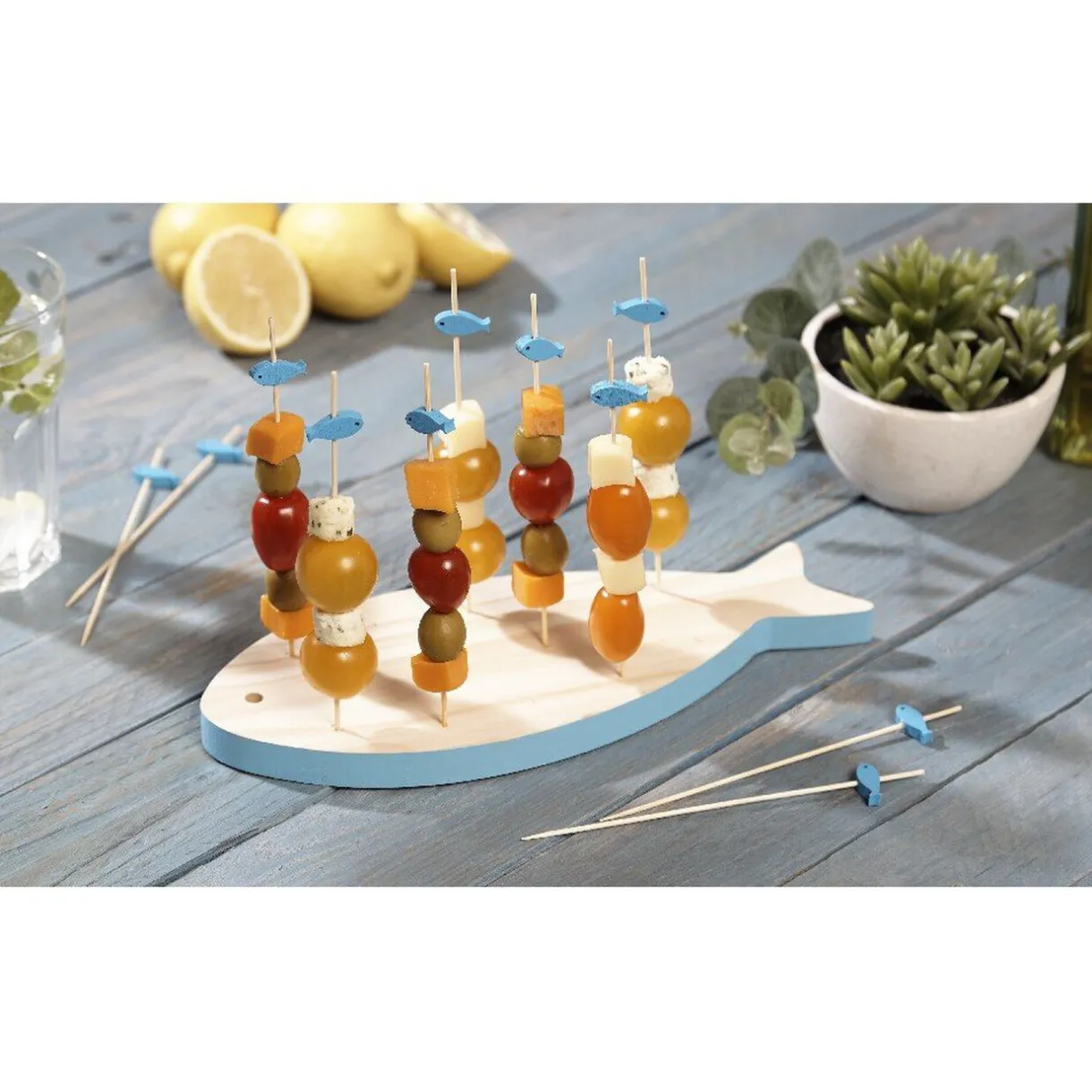 Planche support à pics apéritifs en bois forme poisson^Gifi Sale