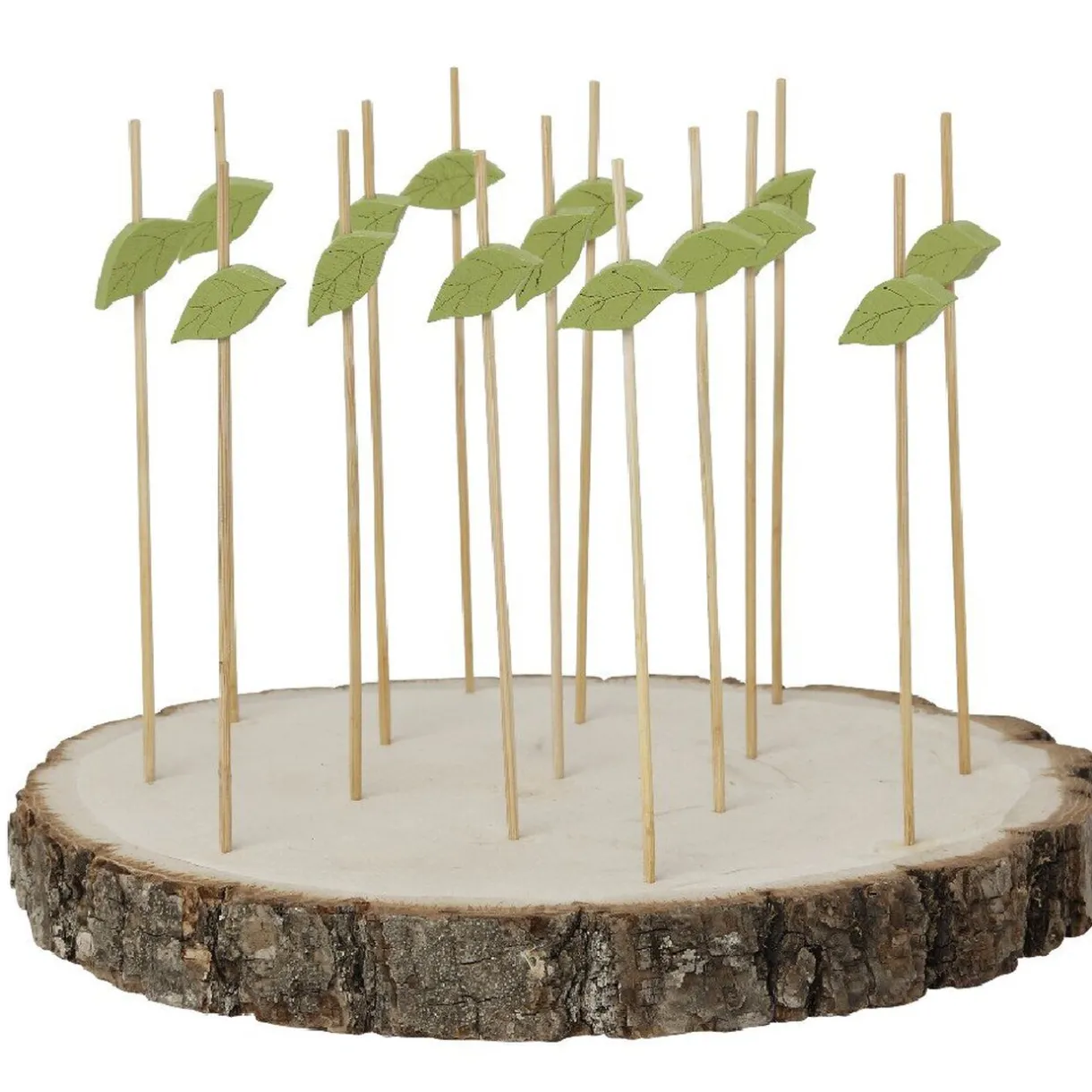 Planche support à pics apéritifs ronde en bois déco feuille^Gifi Clearance
