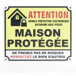 Gifi Plaque signalétique "Attention, maison protégée" - 24x20 cm
