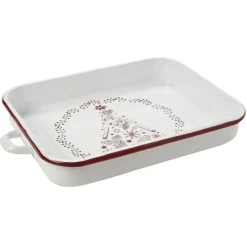 Plat à four émaillé Noël blanc et rouge^Gifi Hot