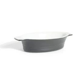 Plat à four ovale en céramique noir 13,5x17xH5cm^Gifi Best