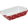 Plat à four rectangulaire rouge à pois blancs^Gifi Discount