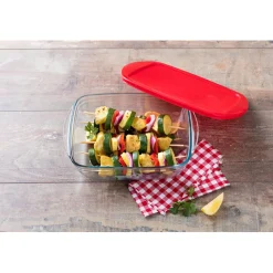 Plat à four rectangulaire en verre couvercle plastique^Gifi Discount