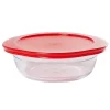 Plat à four rond en verre couvercle plastique^Gifi Online