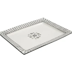 Plat à servir blanc et noir Jaya bohème^Gifi Clearance