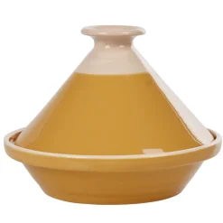 Plat à tajine en faïence jaune moutarde et blanc ivoire^Gifi Clearance