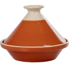 Plat à tajine en faïence rouge brique et blanc ivoire^Gifi Online