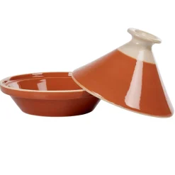 Plat à tajine en faïence rouge brique et blanc ivoire^Gifi Online