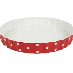 Plat à tarte rouge à pois blancs^Gifi Best