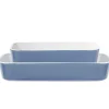 Plat cuisson rectangulaire exterieur bleu interieur blanc 1L 2L x2^Gifi Discount