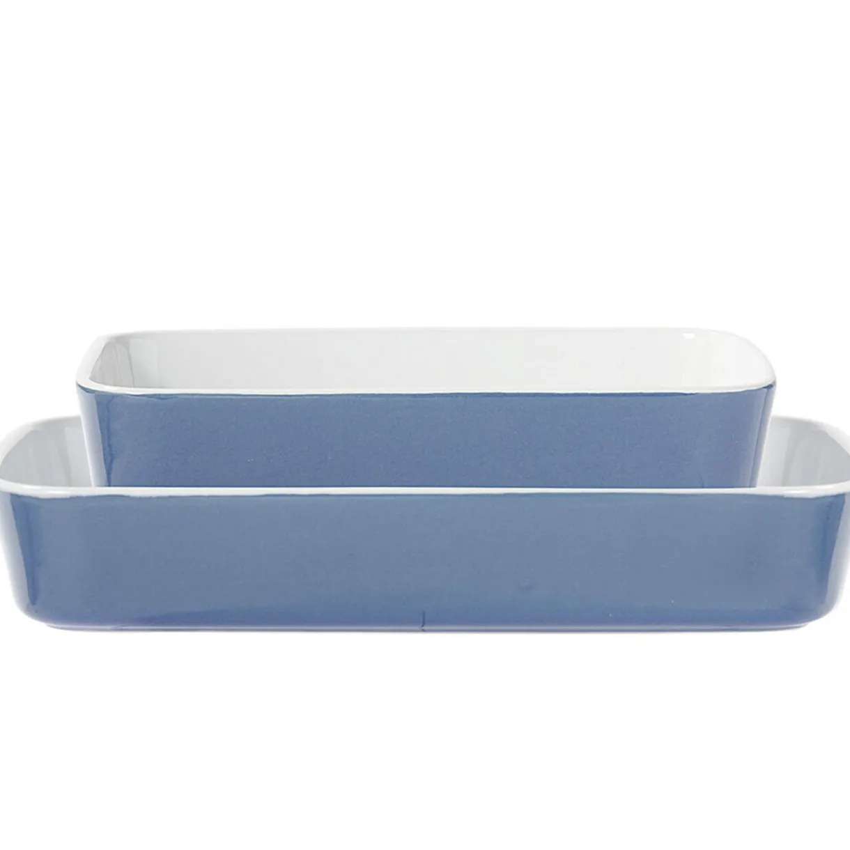 Plat cuisson rectangulaire exterieur bleu interieur blanc 1L 2L x2^Gifi Discount