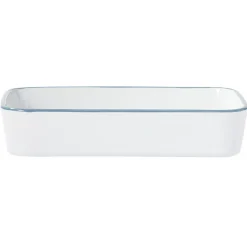 Plat cuisson rectangulaire blanc bordure bleue 1L et 2L x2^Gifi Outlet