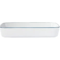Plat cuisson rectangulaire blanc bordure bleue 1L et 2L x2^Gifi Outlet