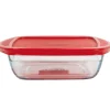 Plat de cuisson carré en verre avec couvercle en plastique 1 L^Gifi Hot