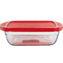 Plat de cuisson carré en verre avec couvercle en plastique 1 L^Gifi Hot