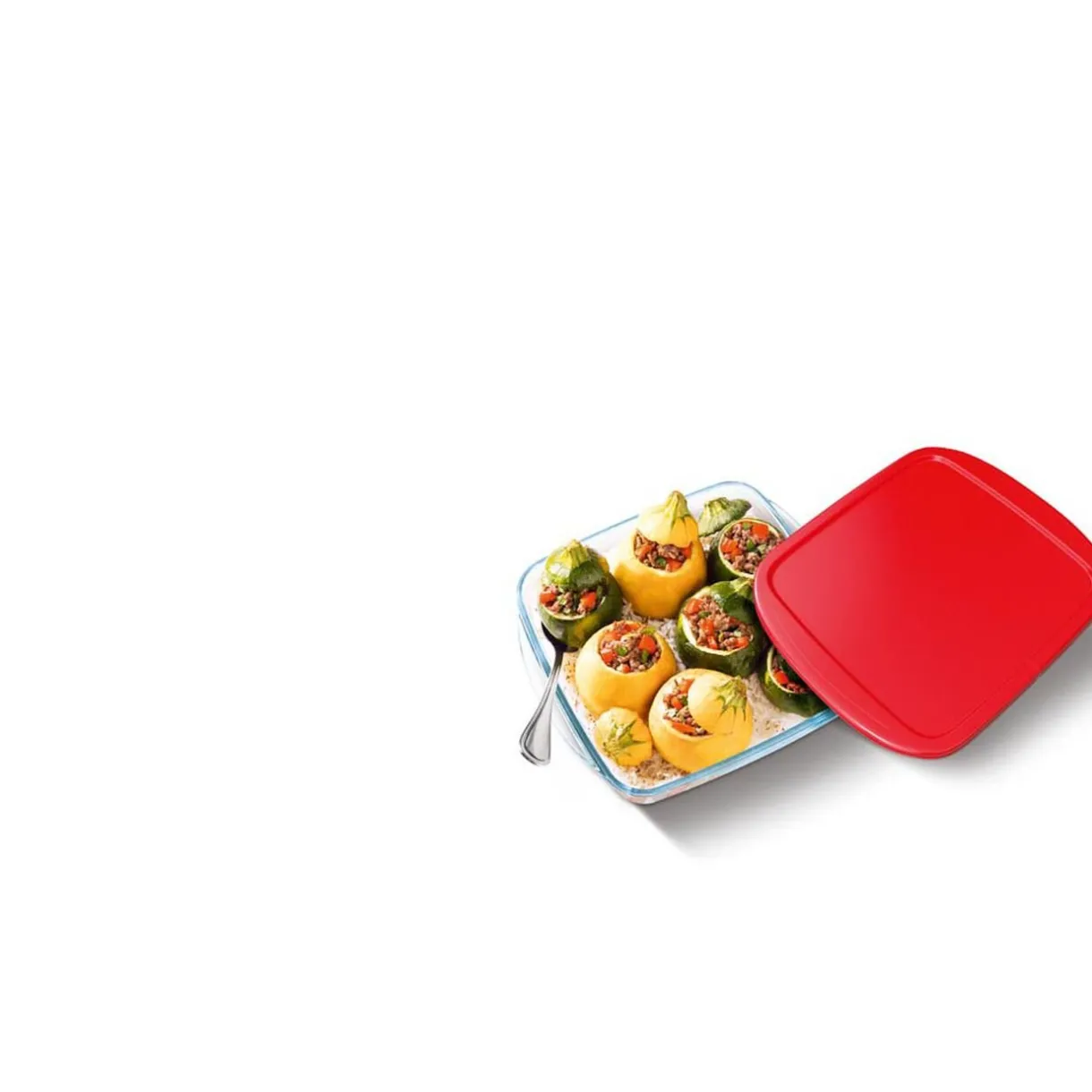 Plat de cuisson carré en verre avec couvercle en plastique 1 L^Gifi Hot