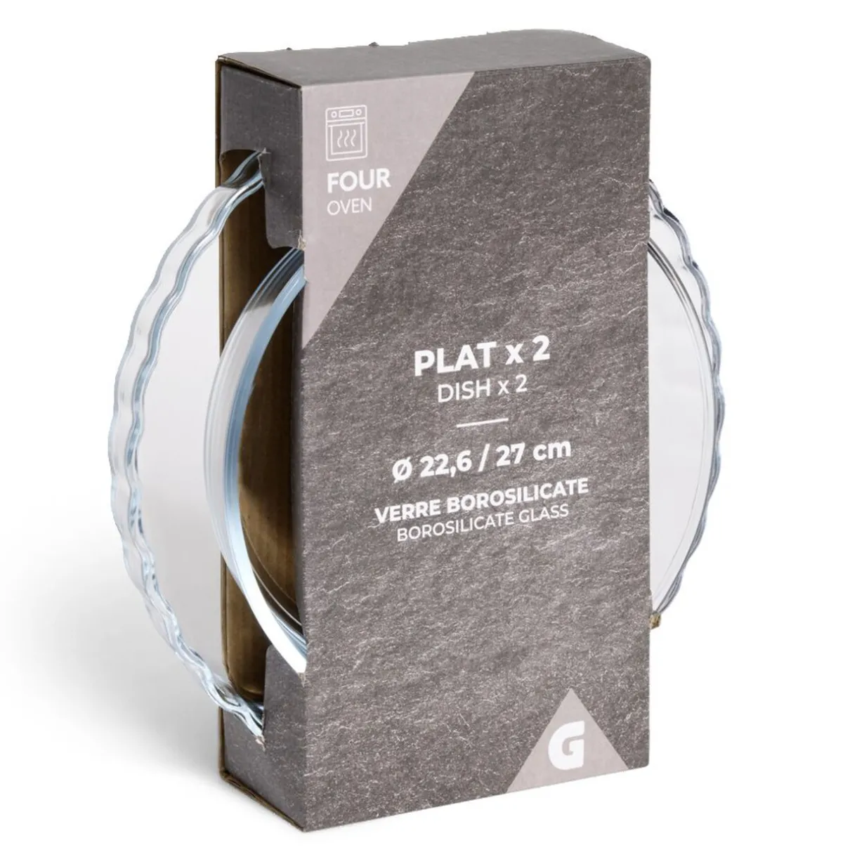 Plat en verre borosilicate x2 - Ø22,6cm et Ø27cm^Gifi Best