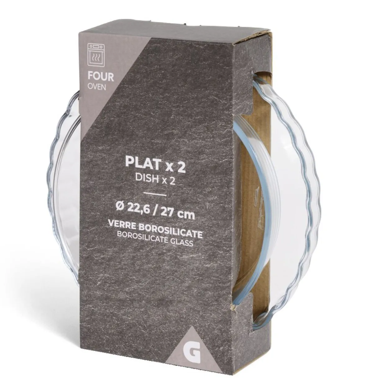 Plat en verre borosilicate x2 - Ø22,6cm et Ø27cm^Gifi Best