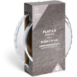 Plat en verre borosilicate x2 - Ø22,6cm et Ø27cm^Gifi Best