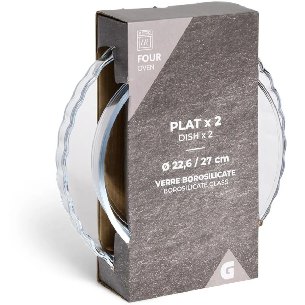 Plat en verre borosilicate x2 - Ø22,6cm et Ø27cm^Gifi Best