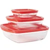 Plat en verre transparent Ôcuisine avec couvercle rouge x3^Gifi Best