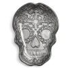 Plat Halloween tête de mort mexicaine en verre noir 15x11xH2cm^Gifi New