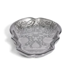 Plat Halloween tête de mort mexicaine en verre noir 15x11xH2cm^Gifi New