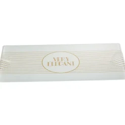 Plat rectangulaire blanc et doré^Gifi