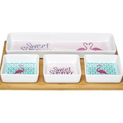 Plateau + 4 coupelles motif flamant rose^Gifi Outlet