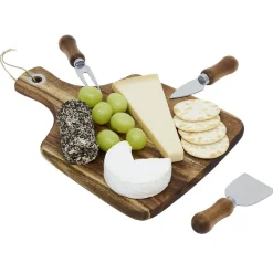 Plateau à fromage en bois avec 3 couteaux^Gifi Outlet