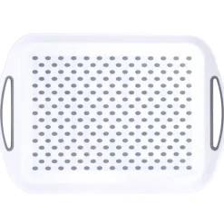 Plateau antidérapant avec poignées blanc et gris^Gifi Outlet