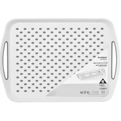 Plateau antidérapant avec poignées blanc picots gris^Gifi Online