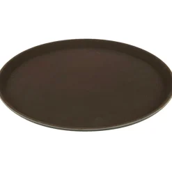 Plateau antidérapant rond marron^Gifi Outlet